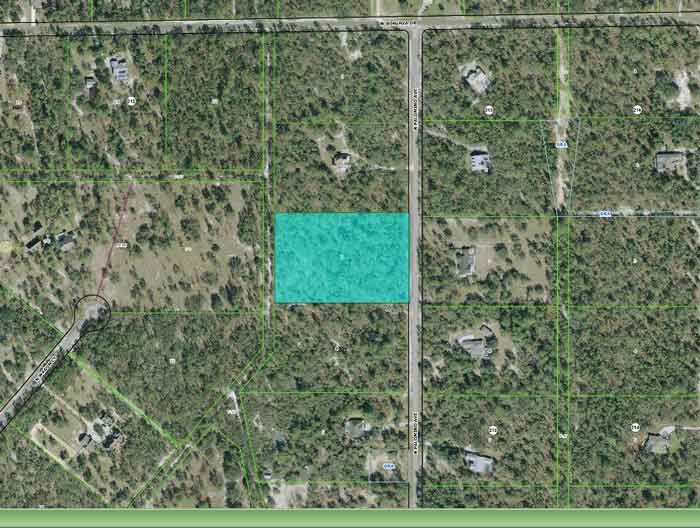 Detailed Aerial Map of the 5+ acres pine ridge  vacant property for sale